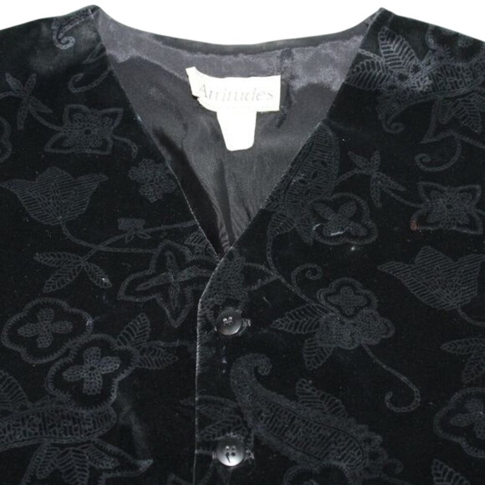 VTG Attitudes Large 5 Button Dress Velour Vest Waistcoat Formal Wedding Party - Picture 8 of 9